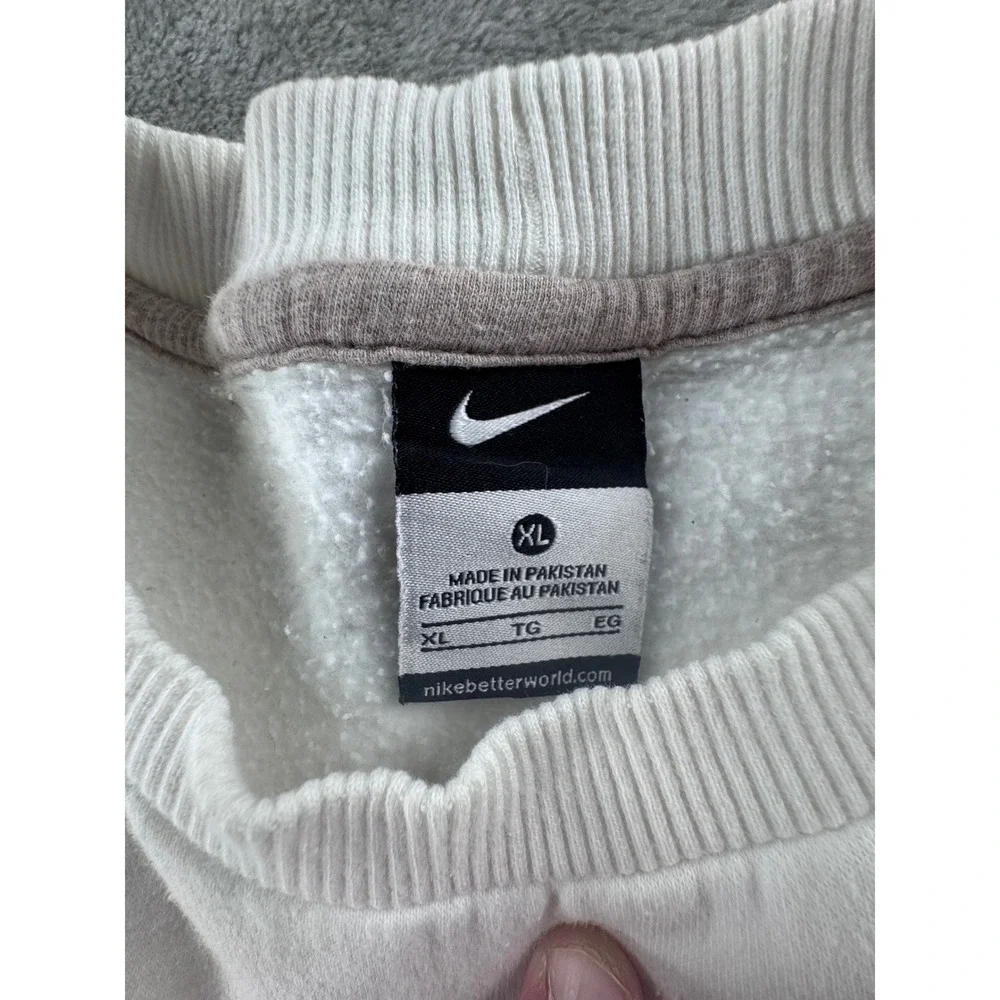 Nike Sweatshirt Mens XL White Mini Swoosh Crewneck Y2K Streetwear Pullover Boxy‎